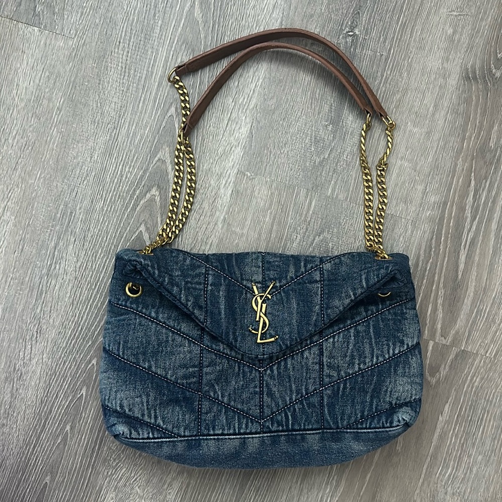 YSL Dupe medium denim puffer